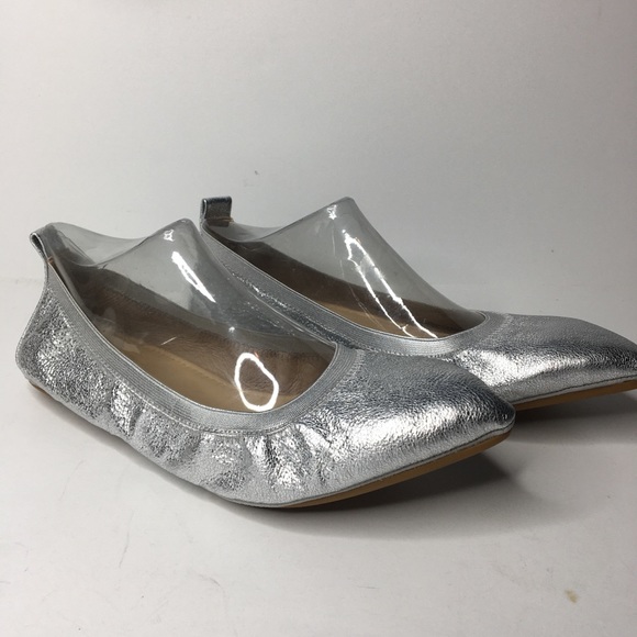 Yosi Samra Shoes - Yosi Samra Vienna silver foldable leather flats